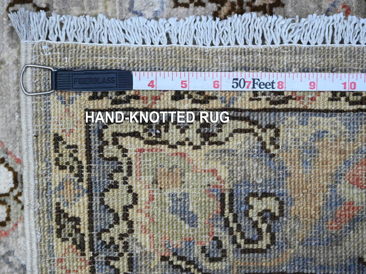 3'11" x 12'0" New Hand Knotted Grey Wool Runner Oriental Rug - MOA10289494