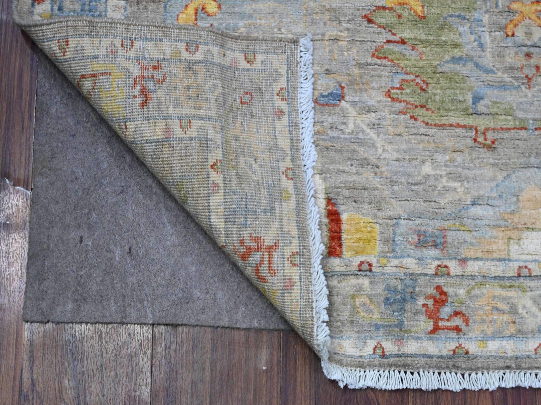 4'2" x 9'6" New Hand Knotted Grey Wool Runner Oriental Rug - MOA10289495