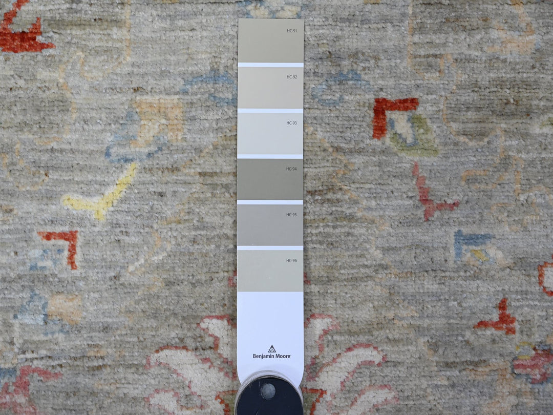 4'2" x 9'6" New Hand Knotted Grey Wool Runner Oriental Rug - MOA10289495