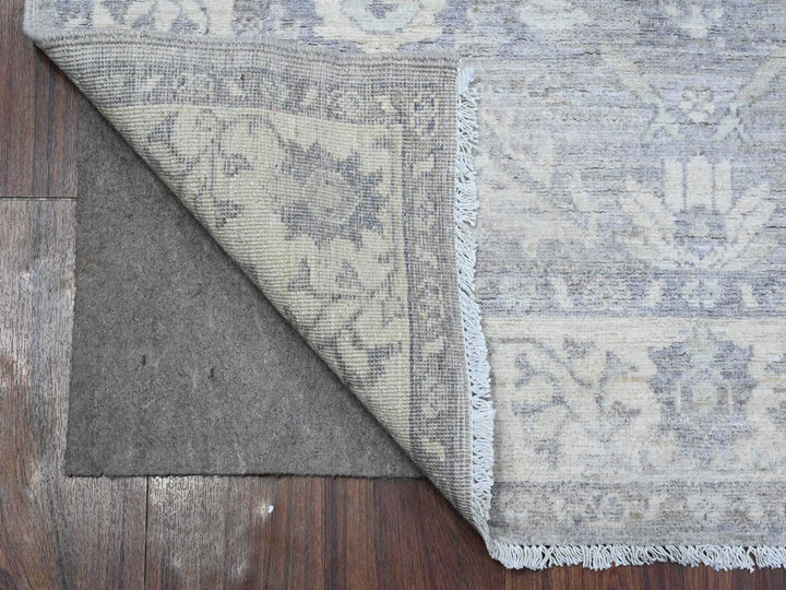 3'11" x 9'9" New Hand Knotted Grey Wool Runner Oriental Rug - MOA10289496