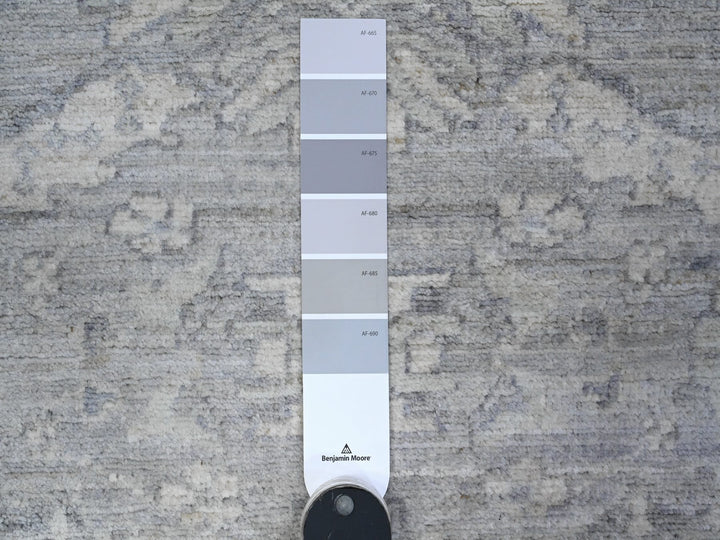 3'11" x 9'9" New Hand Knotted Grey Wool Runner Oriental Rug - MOA10289496