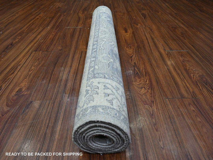 3'11" x 9'9" New Hand Knotted Grey Wool Runner Oriental Rug - MOA10289496