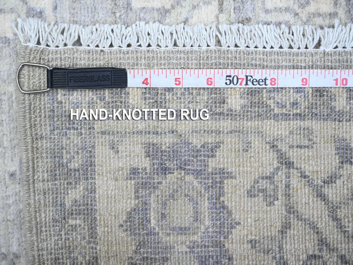 3'11" x 9'9" New Hand Knotted Grey Wool Runner Oriental Rug - MOA10289496