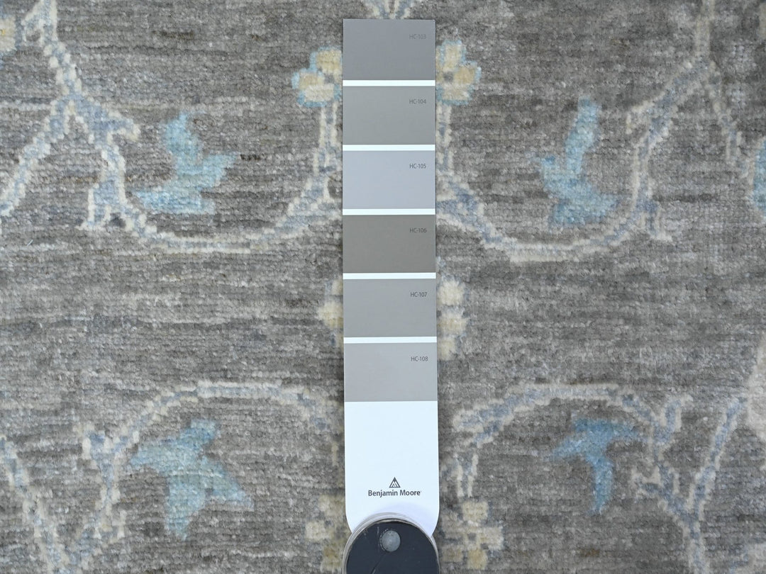 2'5" x 20'1" New Hand Knotted Grey Wool Runner Oriental Rug - MOA10289499