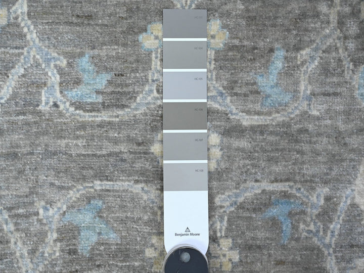 2'5" x 20'1" New Hand Knotted Grey Wool Runner Oriental Rug - MOA10289499
