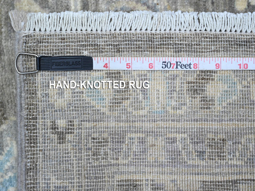 2'5" x 20'1" New Hand Knotted Grey Wool Runner Oriental Rug - MOA10289499