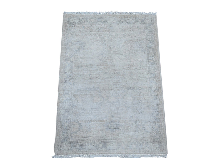 1'11" x 2'9" New Hand Knotted Ivory Wool Rectangle Oriental Rug - MOA10289504