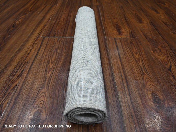 1'11" x 2'9" New Hand Knotted Ivory Wool Rectangle Oriental Rug - MOA10289504