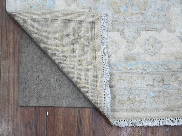 2'8" x 19'7" New Hand Knotted Ivory Wool Runner Oriental Rug - MOA10289505