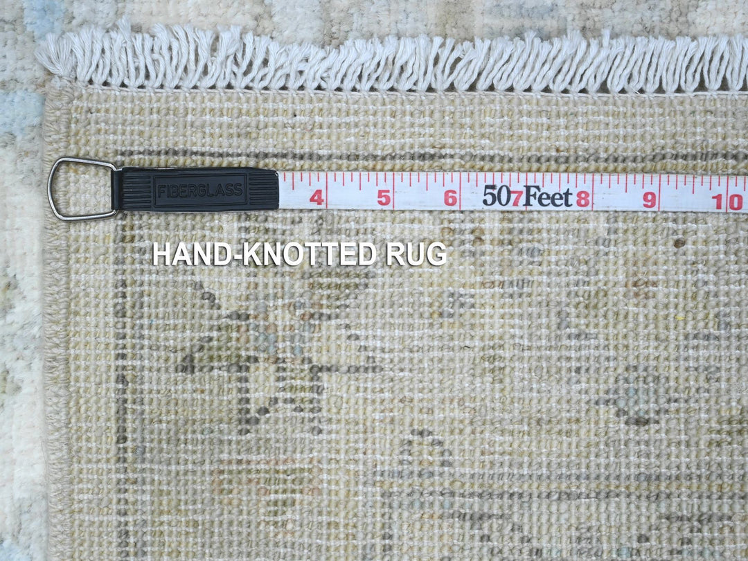 2'8" x 19'7" New Hand Knotted Ivory Wool Runner Oriental Rug - MOA10289505