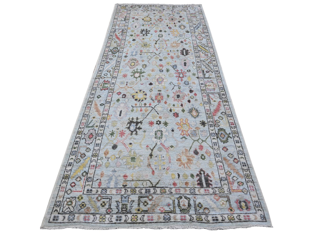 4'1" x 9'11" New Hand Knotted Blue Wool Runner Oriental Rug - MOA10289506