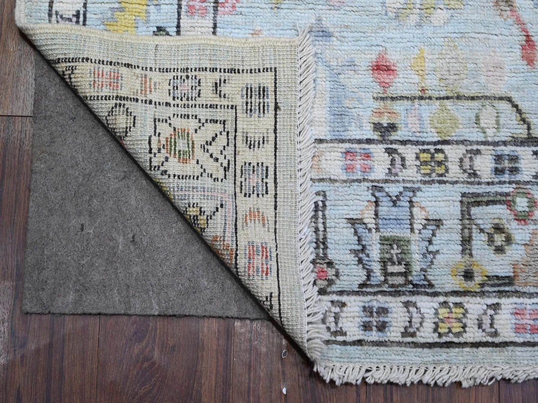 4'1" x 9'11" New Hand Knotted Blue Wool Runner Oriental Rug - MOA10289506