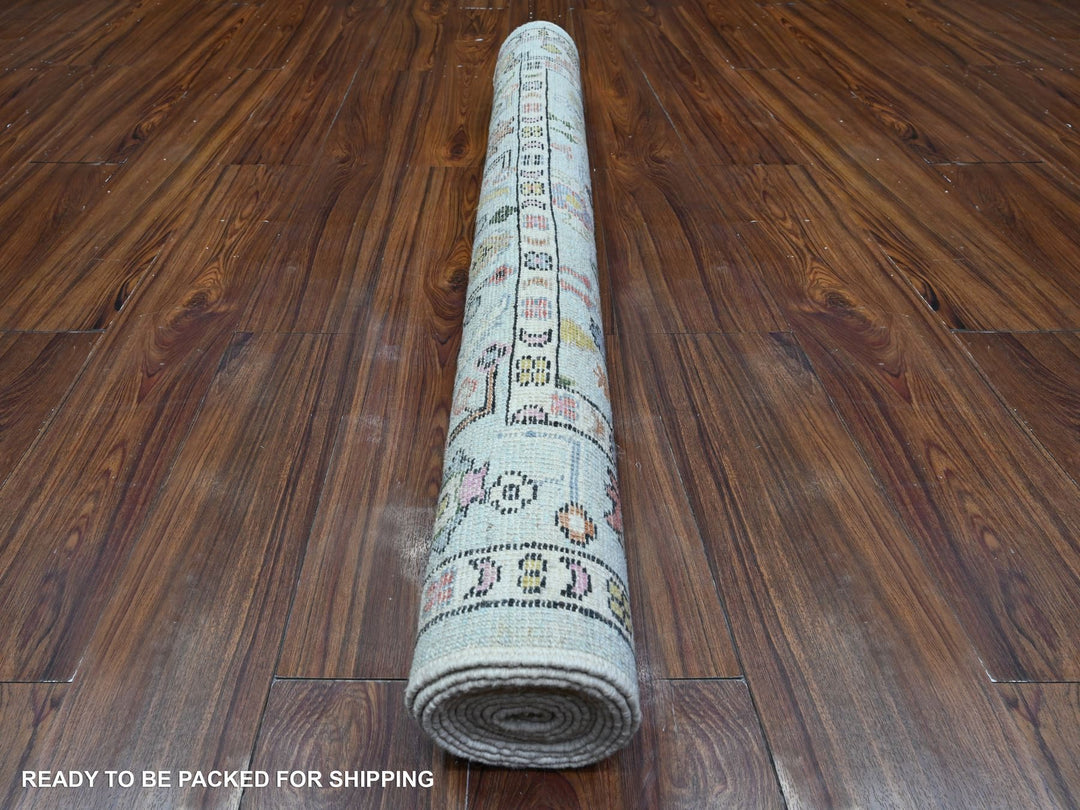 4'1" x 9'11" New Hand Knotted Blue Wool Runner Oriental Rug - MOA10289506