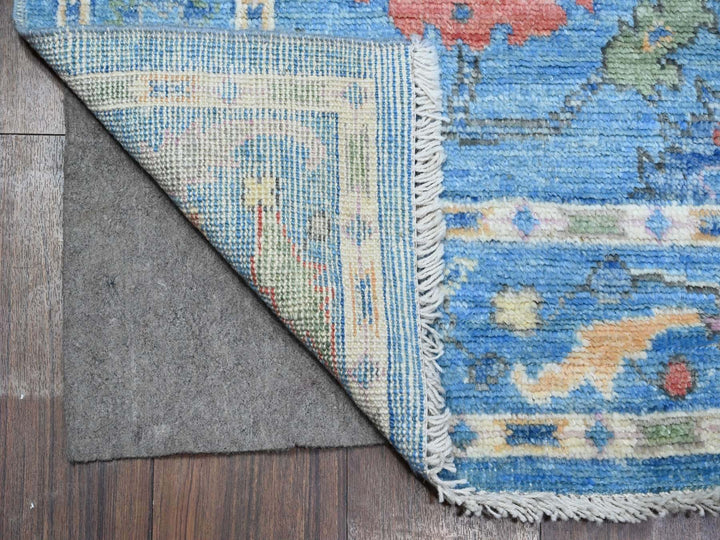 4'2" x 11'11" New Hand Knotted Blue Wool Runner Oriental Rug - MOA10289507