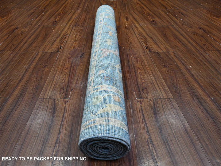4'2" x 11'11" New Hand Knotted Blue Wool Runner Oriental Rug - MOA10289507