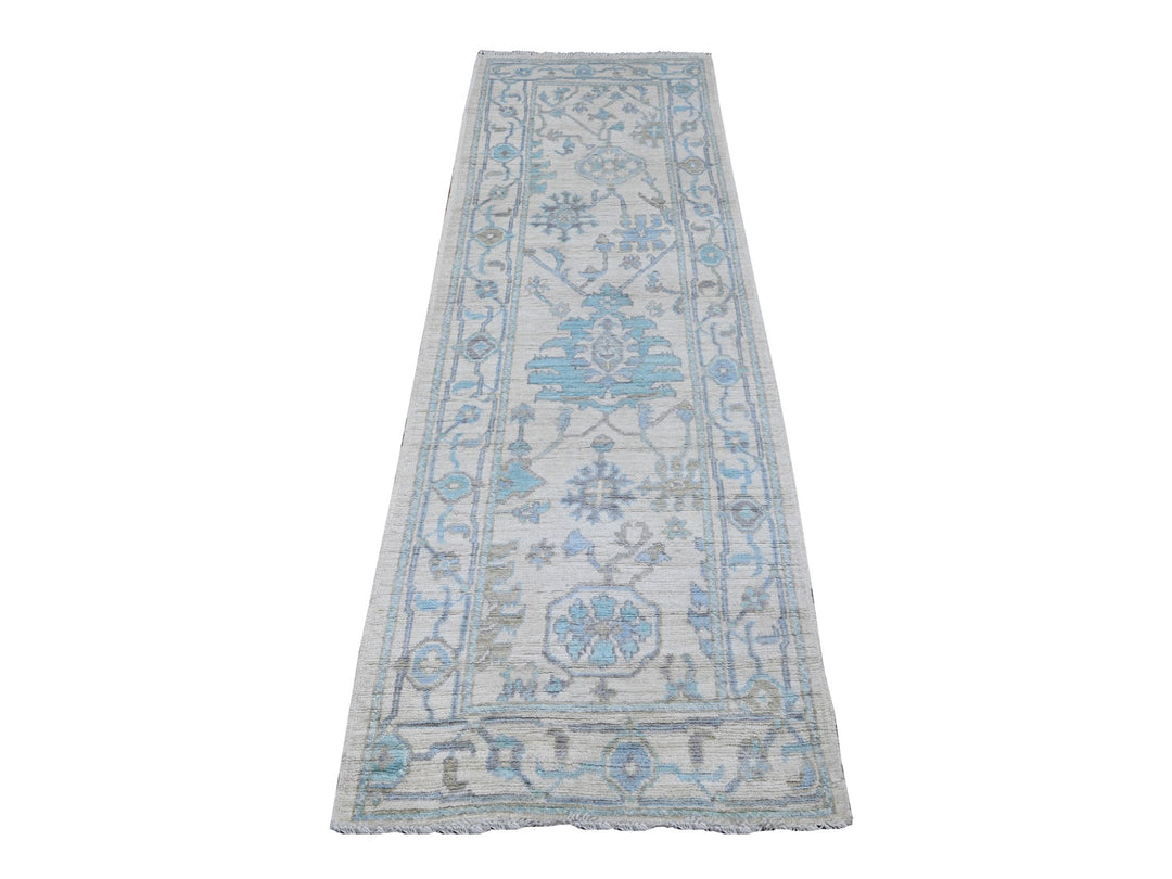 2'7" x 7'11" New Hand Knotted Ivory Wool Runner Oriental Rug - MOA10289534