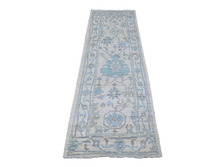 2'7" x 7'11" New Hand Knotted Ivory Wool Runner Oriental Rug - MOA10289534