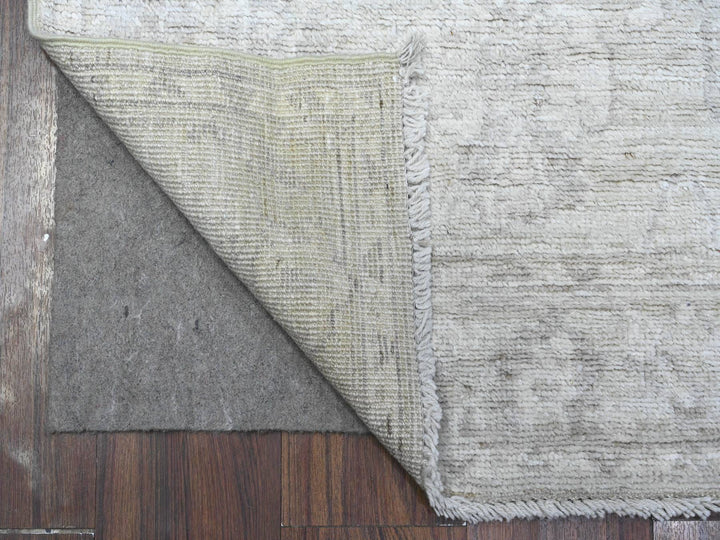 2'9" x 11'9" New Hand Knotted Grey Wool Runner Oriental Rug - MOA10289535