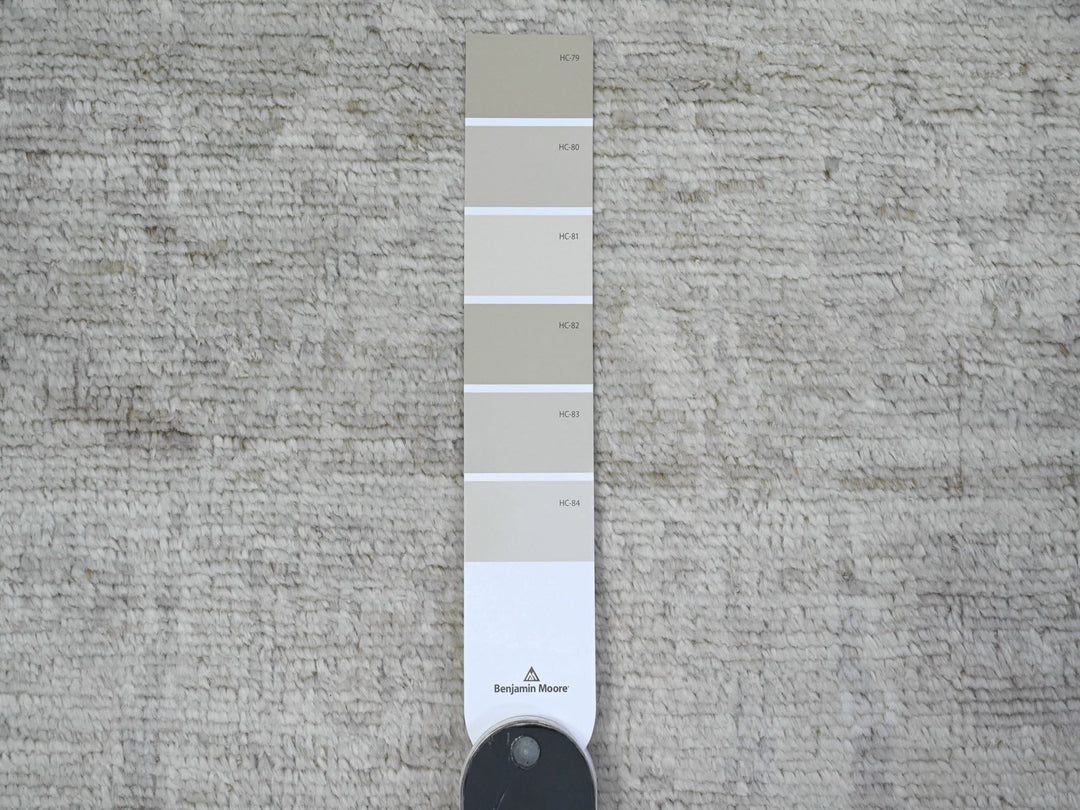 2'9" x 11'9" New Hand Knotted Grey Wool Runner Oriental Rug - MOA10289535
