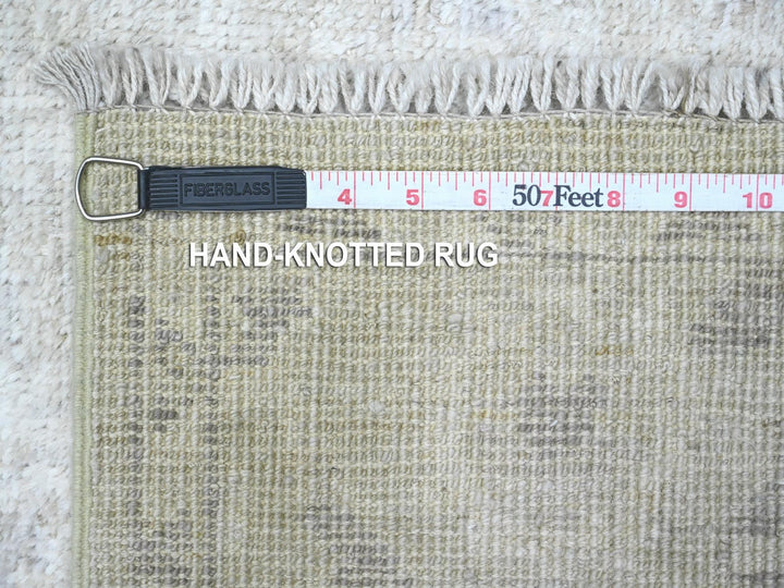 2'9" x 11'9" New Hand Knotted Grey Wool Runner Oriental Rug - MOA10289535