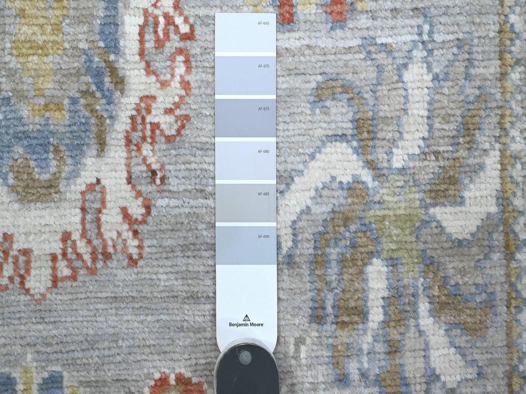 2'9" x 12'6" New Hand Knotted Grey Wool Runner Oriental Rug - MOA10289536