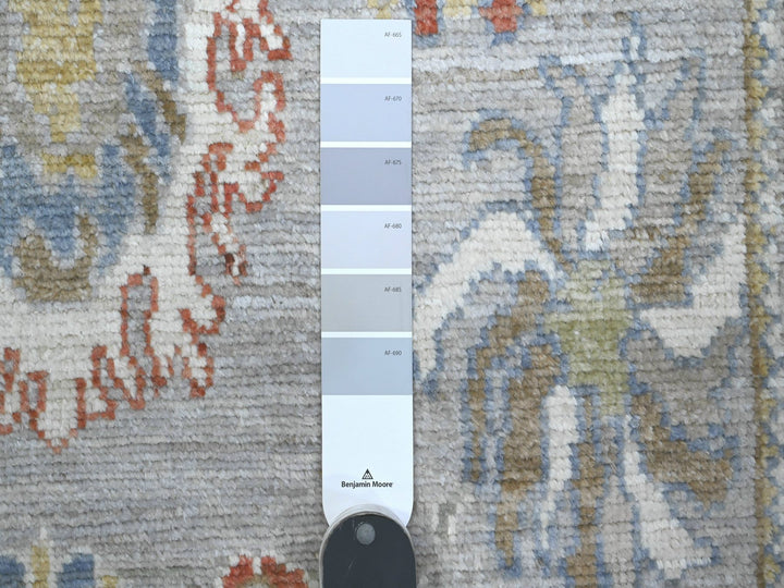 2'9" x 12'6" New Hand Knotted Grey Wool Runner Oriental Rug - MOA10289536