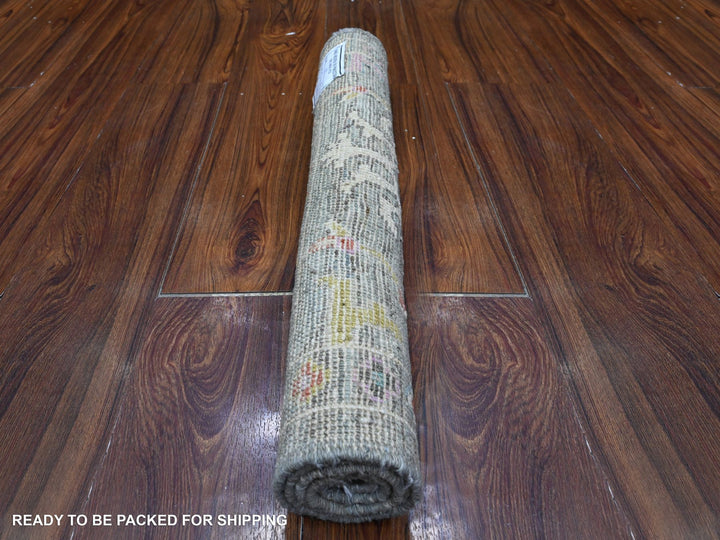 2'1" x 3'3" New Hand Knotted Grey Wool Rectangle Oriental Rug - MOA10289538