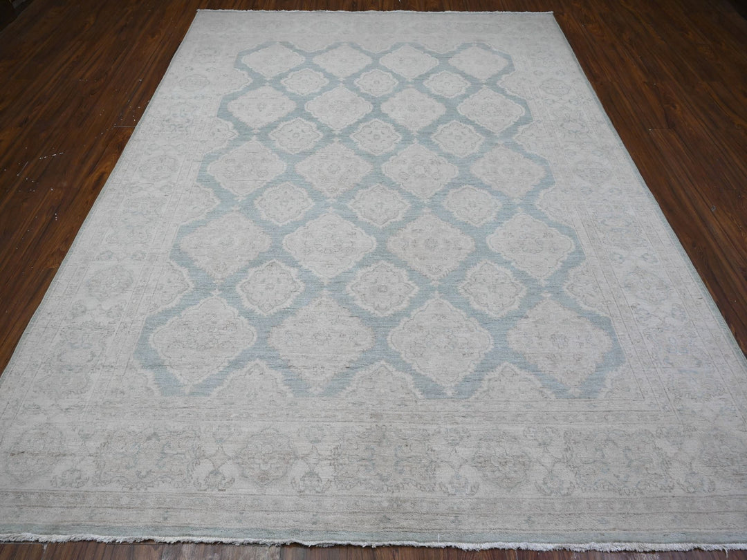 8'0" x 10'4" New Hand Knotted Blue Wool Rectangle Oriental Rug - MOA10289541