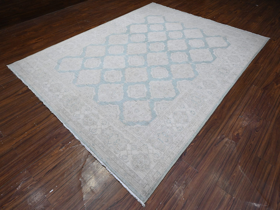 8'0" x 10'4" New Hand Knotted Blue Wool Rectangle Oriental Rug - MOA10289541