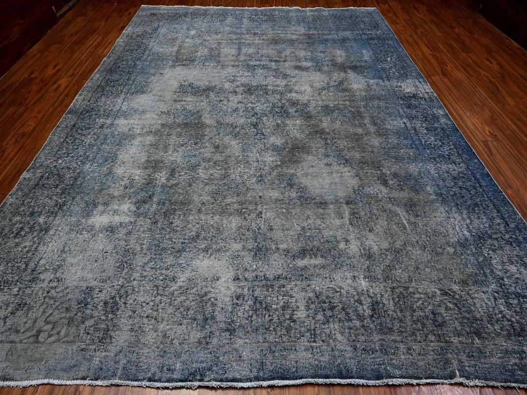 9'8" x 13'3" Vintage Hand Knotted Grey Wool Rectangle Oriental Rug - MOA10289543