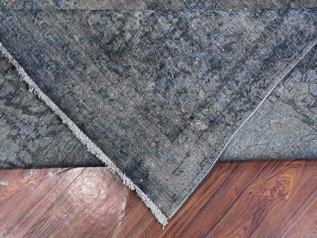 9'8" x 13'3" Vintage Hand Knotted Grey Wool Rectangle Oriental Rug - MOA10289543