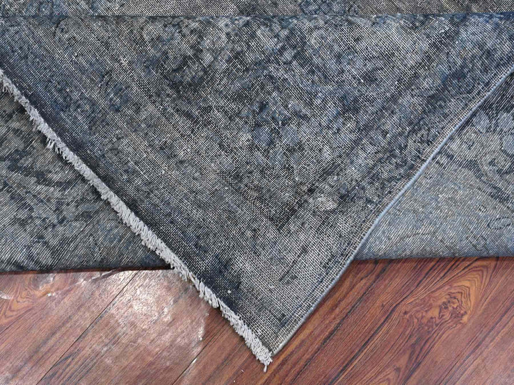 9'8" x 13'3" Vintage Hand Knotted Grey Wool Rectangle Oriental Rug - MOA10289543