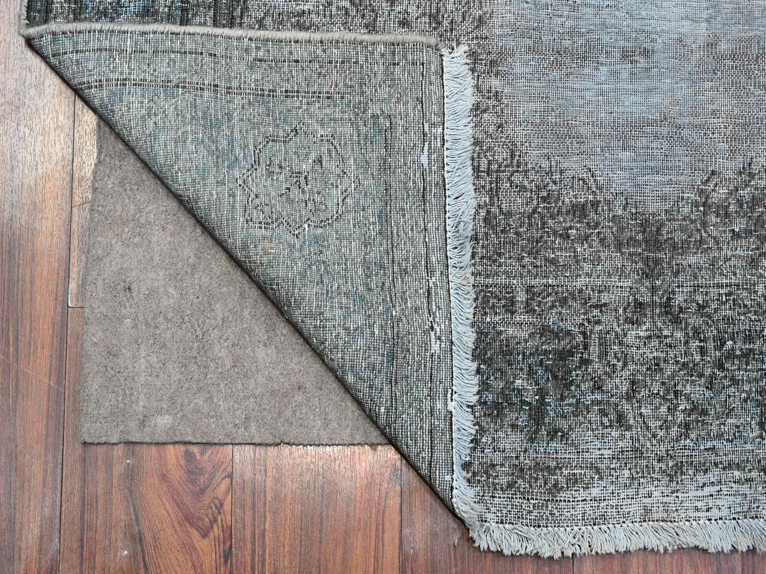 3'11" x 7'1" Vintage Hand Knotted Grey Wool Rectangle Oriental Rug - MOA10289546