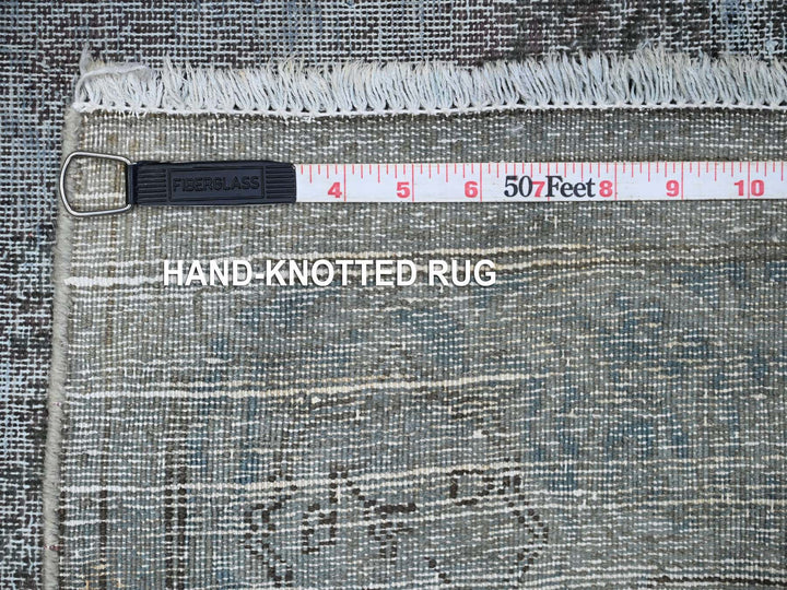 3'11" x 7'1" Vintage Hand Knotted Grey Wool Rectangle Oriental Rug - MOA10289546