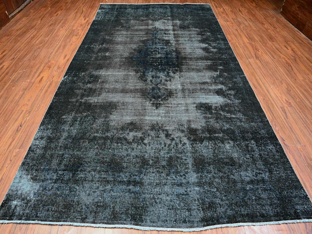 7'4" x 13'3" Vintage Hand Knotted Grey Wool Rectangle Oriental Rug - MOA10289547