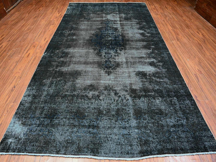 7'4" x 13'3" Vintage Hand Knotted Grey Wool Rectangle Oriental Rug - MOA10289547