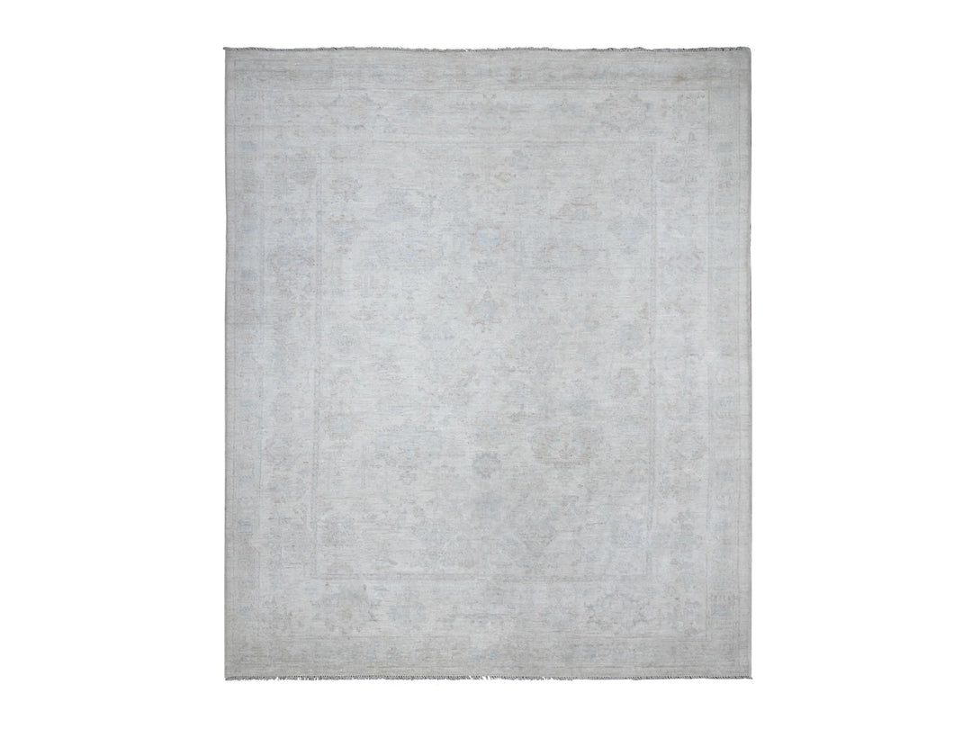 8'3" x 9'9" New Hand Knotted Ivory Wool Rectangle Oriental Rug - MOA10289551