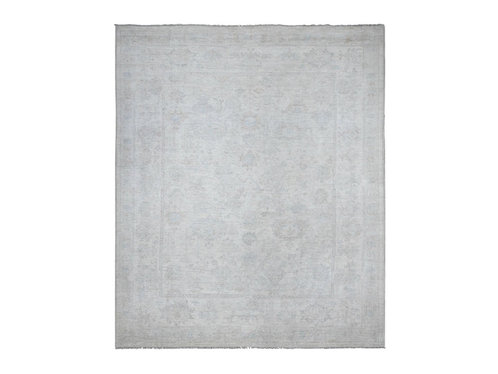 8'3" x 9'9" New Hand Knotted Ivory Wool Rectangle Oriental Rug - MOA10289551