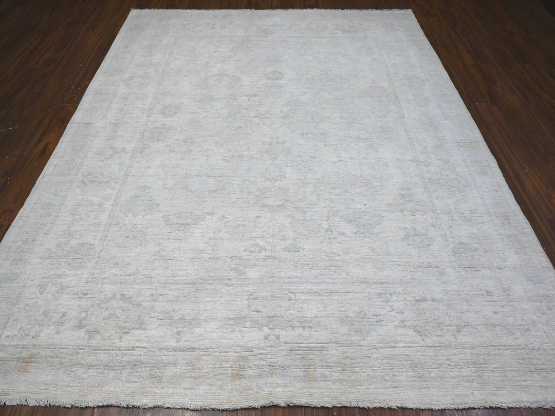 8'3" x 9'9" New Hand Knotted Ivory Wool Rectangle Oriental Rug - MOA10289551