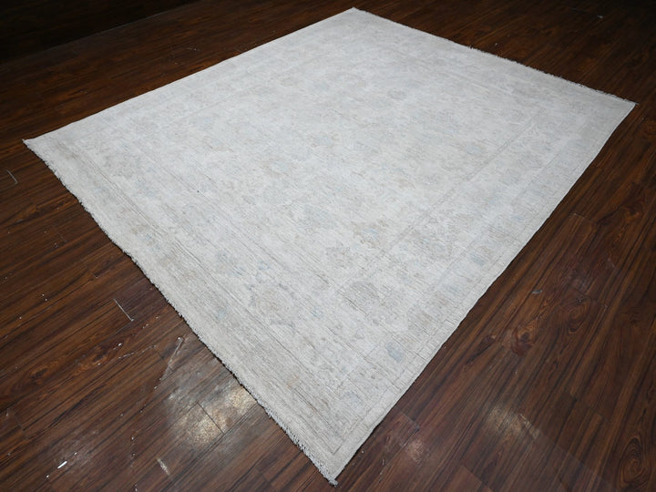8'3" x 9'9" New Hand Knotted Ivory Wool Rectangle Oriental Rug - MOA10289551