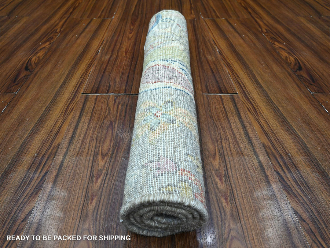 1'11" x 3'1" New Hand Knotted Grey Wool Rectangle Oriental Rug - MOA10289558