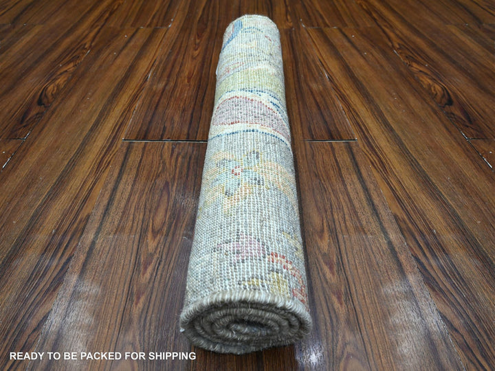 1'11" x 3'1" New Hand Knotted Grey Wool Rectangle Oriental Rug - MOA10289558
