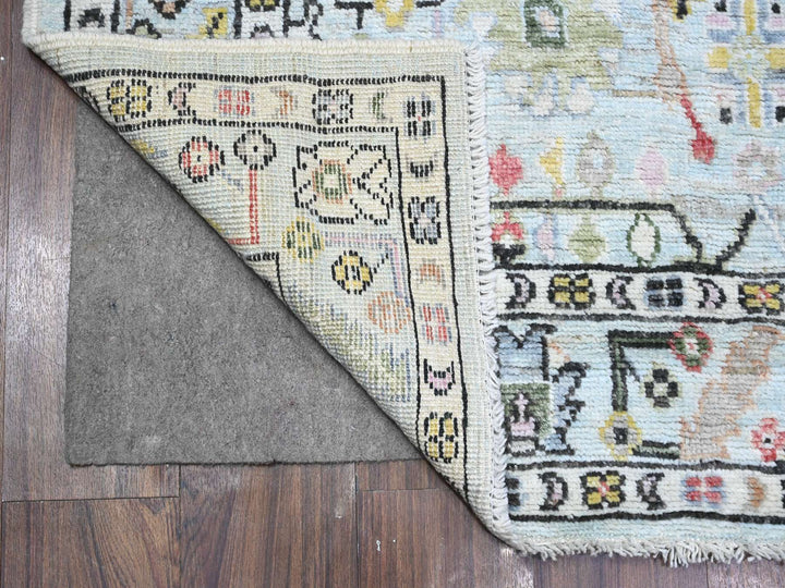 4'2" x 12'0" New Hand Knotted Blue Wool Runner Oriental Rug - MOA10289565