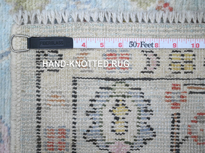 4'2" x 12'0" New Hand Knotted Blue Wool Runner Oriental Rug - MOA10289565
