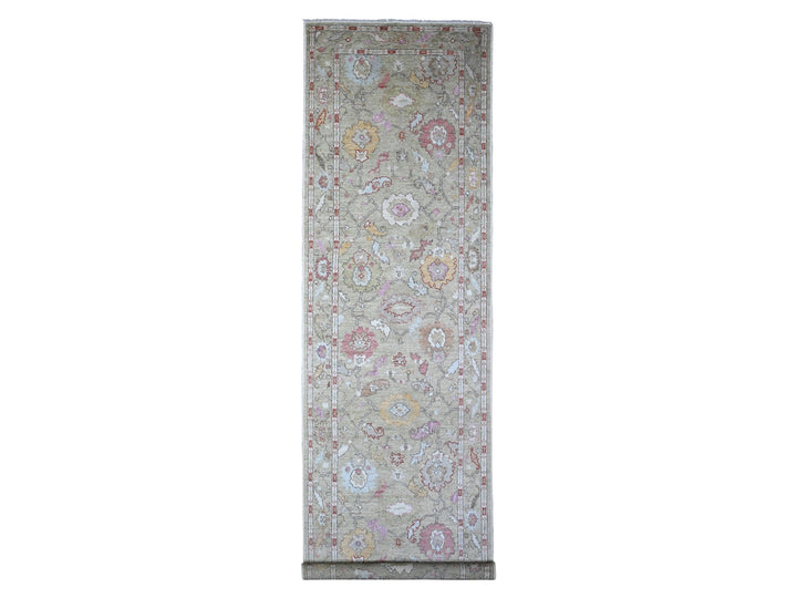 4'0" x 15'9" New Hand Knotted Green Wool Runner Oriental Rug - MOA10289567