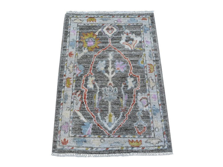 2'0" x 3'1" New Hand Knotted Grey Wool Rectangle Oriental Rug - MOA10289571