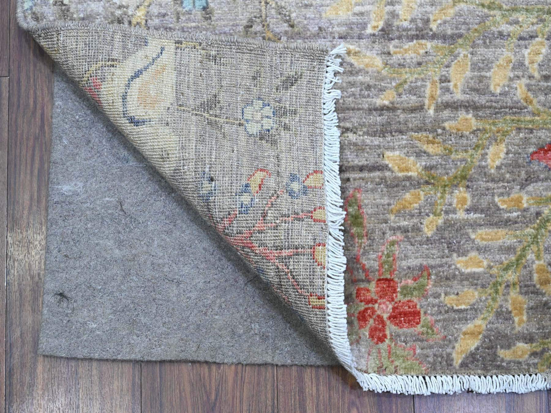 4'2" x 19'11" New Hand Knotted Grey Wool Runner Oriental Rug - MOA10289579