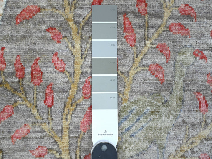 4'2" x 19'11" New Hand Knotted Grey Wool Runner Oriental Rug - MOA10289579