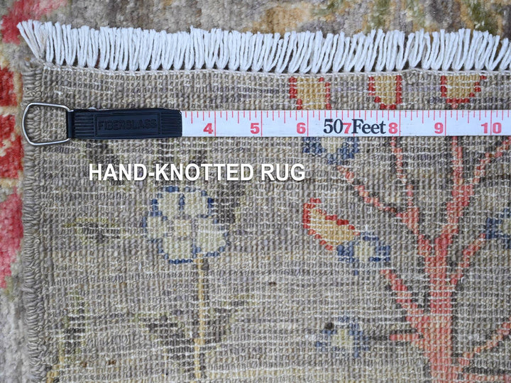 4'2" x 19'11" New Hand Knotted Grey Wool Runner Oriental Rug - MOA10289579