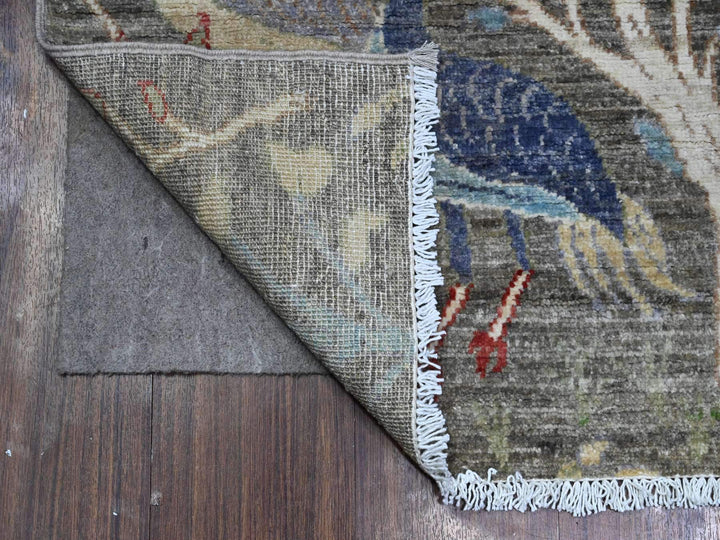2'6" x 9'9" New Hand Knotted Grey Wool Runner Oriental Rug - MOA10289581